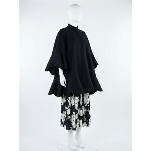 NEW VALENTINO scalloped edge cape in black